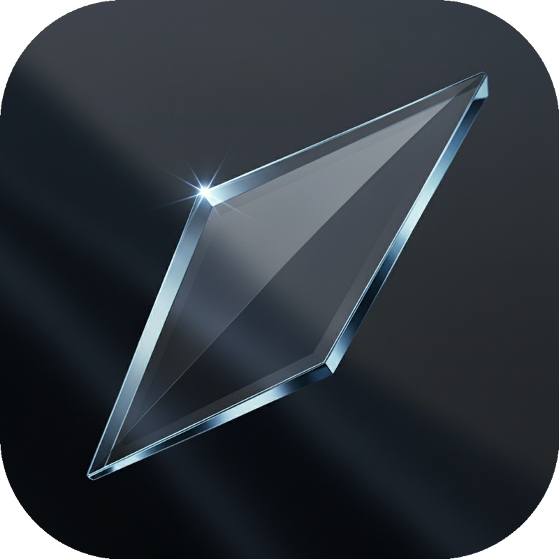 The SharpGlass app icon: a faceted glass shard catching light.